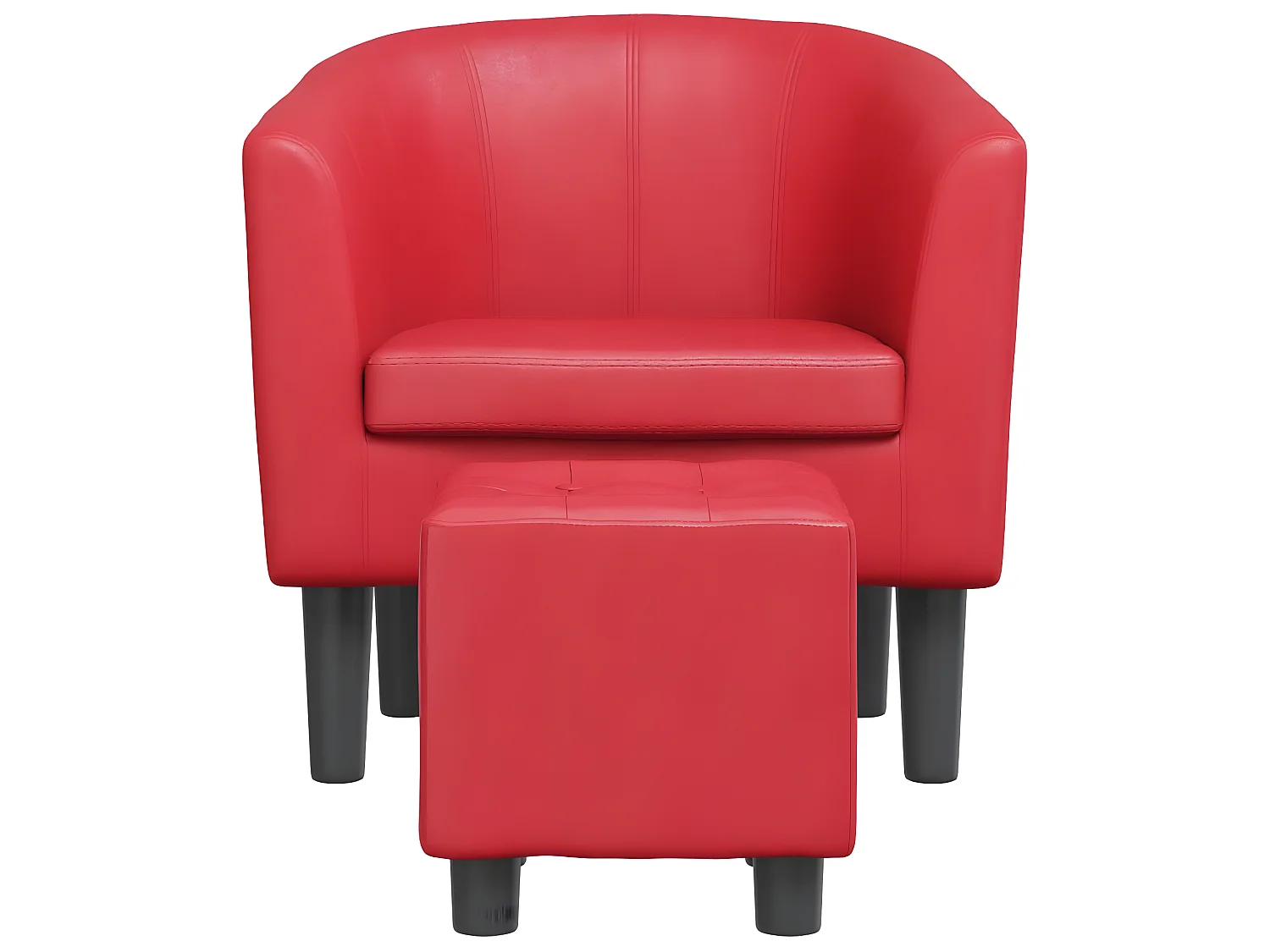 Fauteuil cabriolet avec repose-pied rouge similicuir