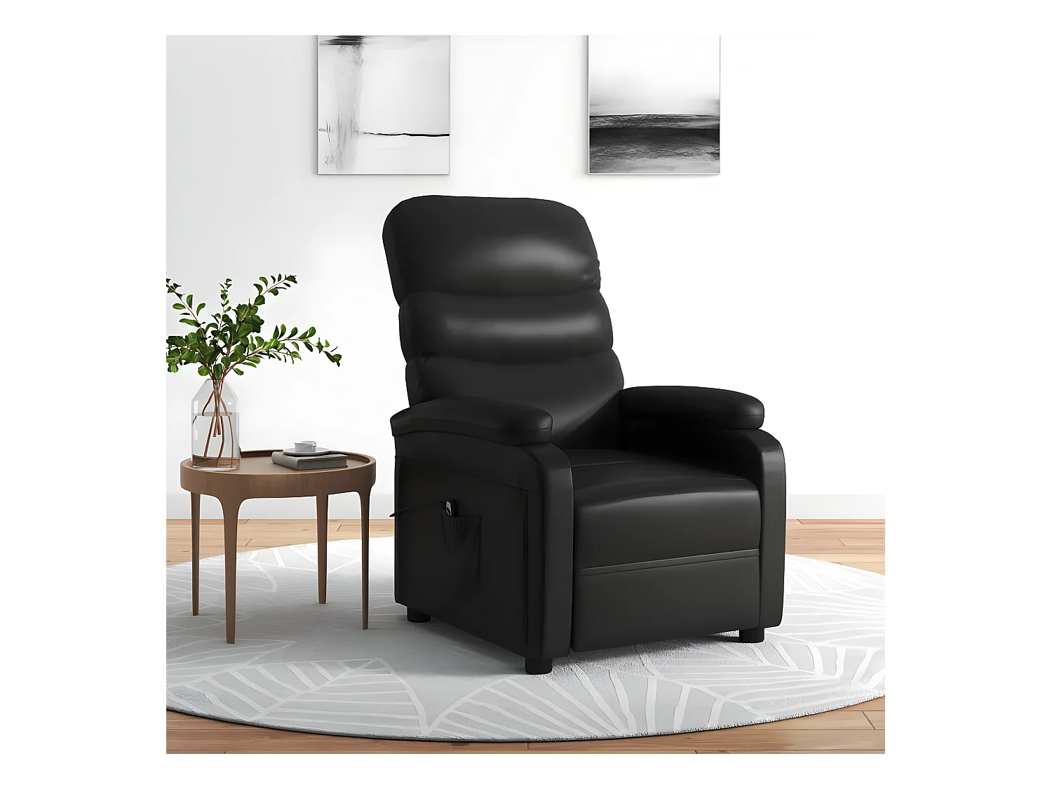 Sillón reclinable eléctrico de piel sintética negro