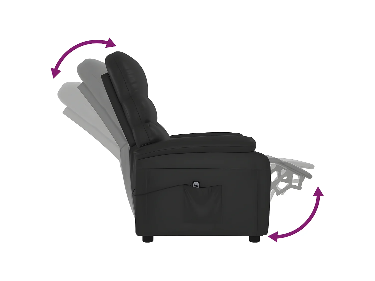 Sillón reclinable eléctrico de piel sintética negro