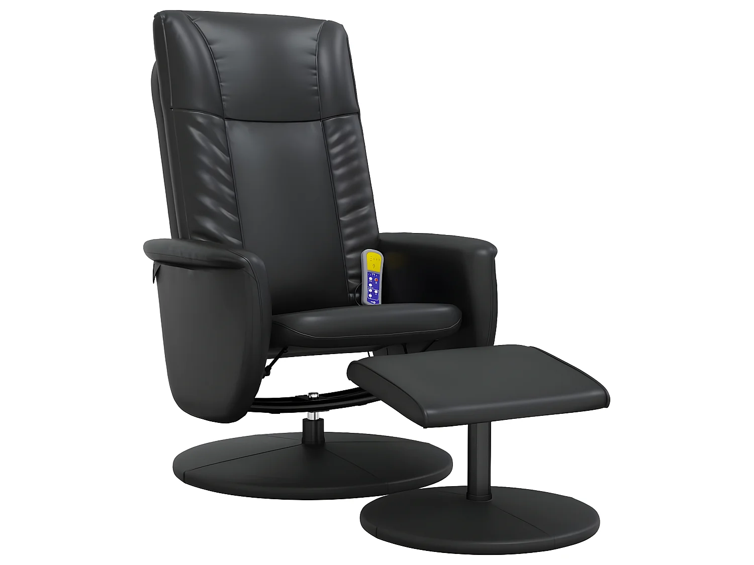 Fauteuil inclinable de massage avec repose-pied noir similicuir