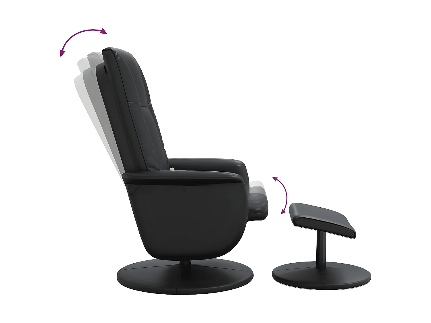 Fauteuil inclinable de massage avec repose-pied noir similicuir
