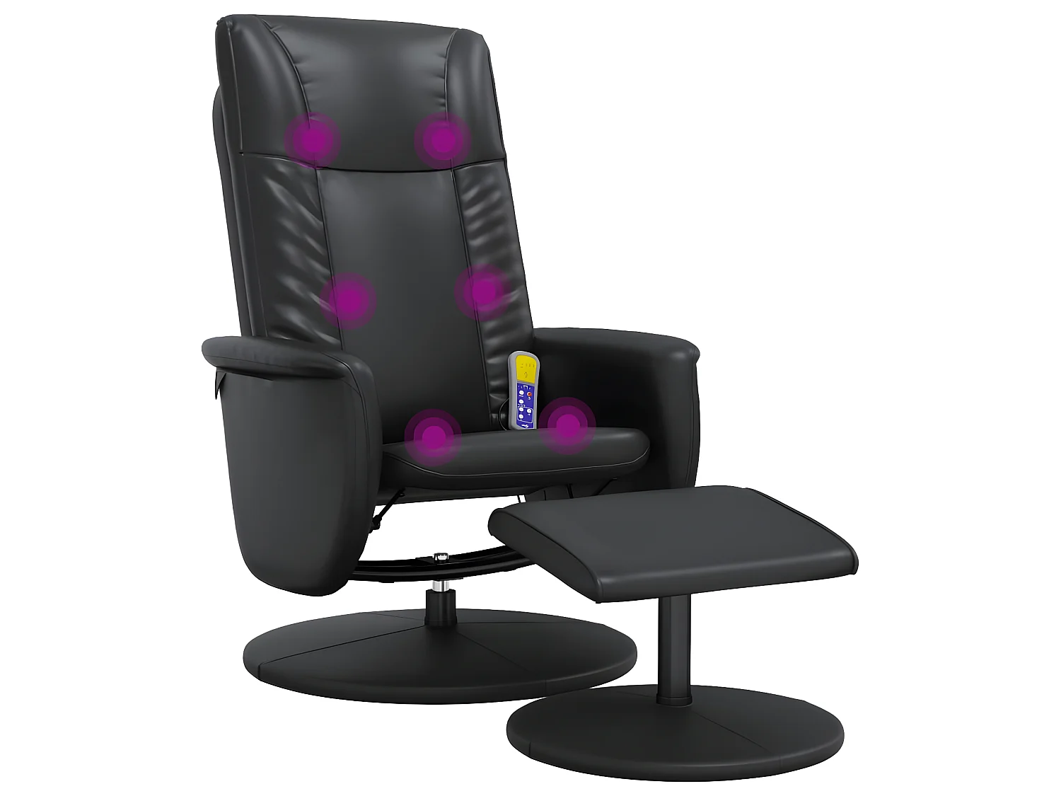 Fauteuil inclinable de massage avec repose-pied noir similicuir