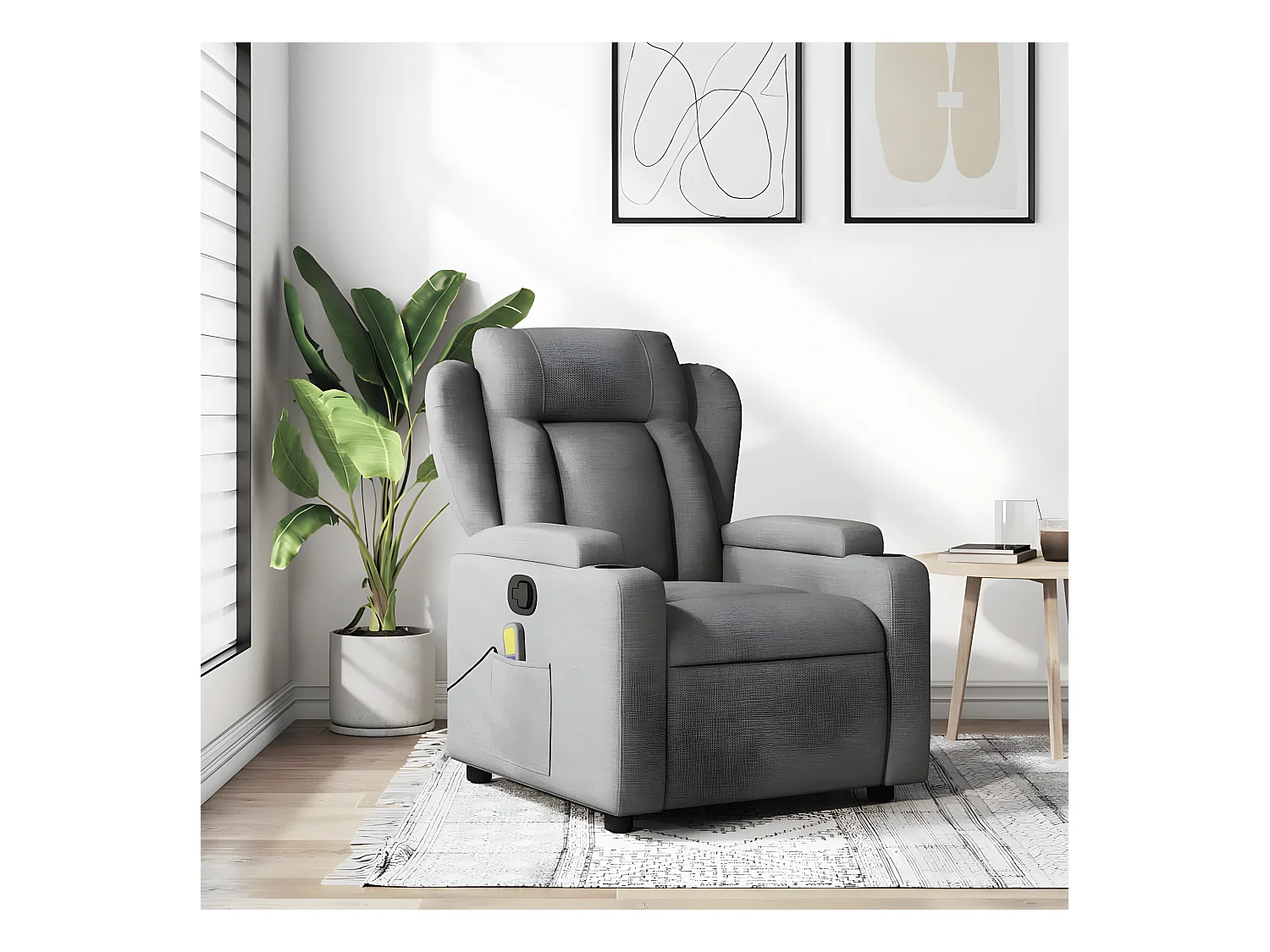 Fauteuil de massage inclinable Gris foncé Tissu