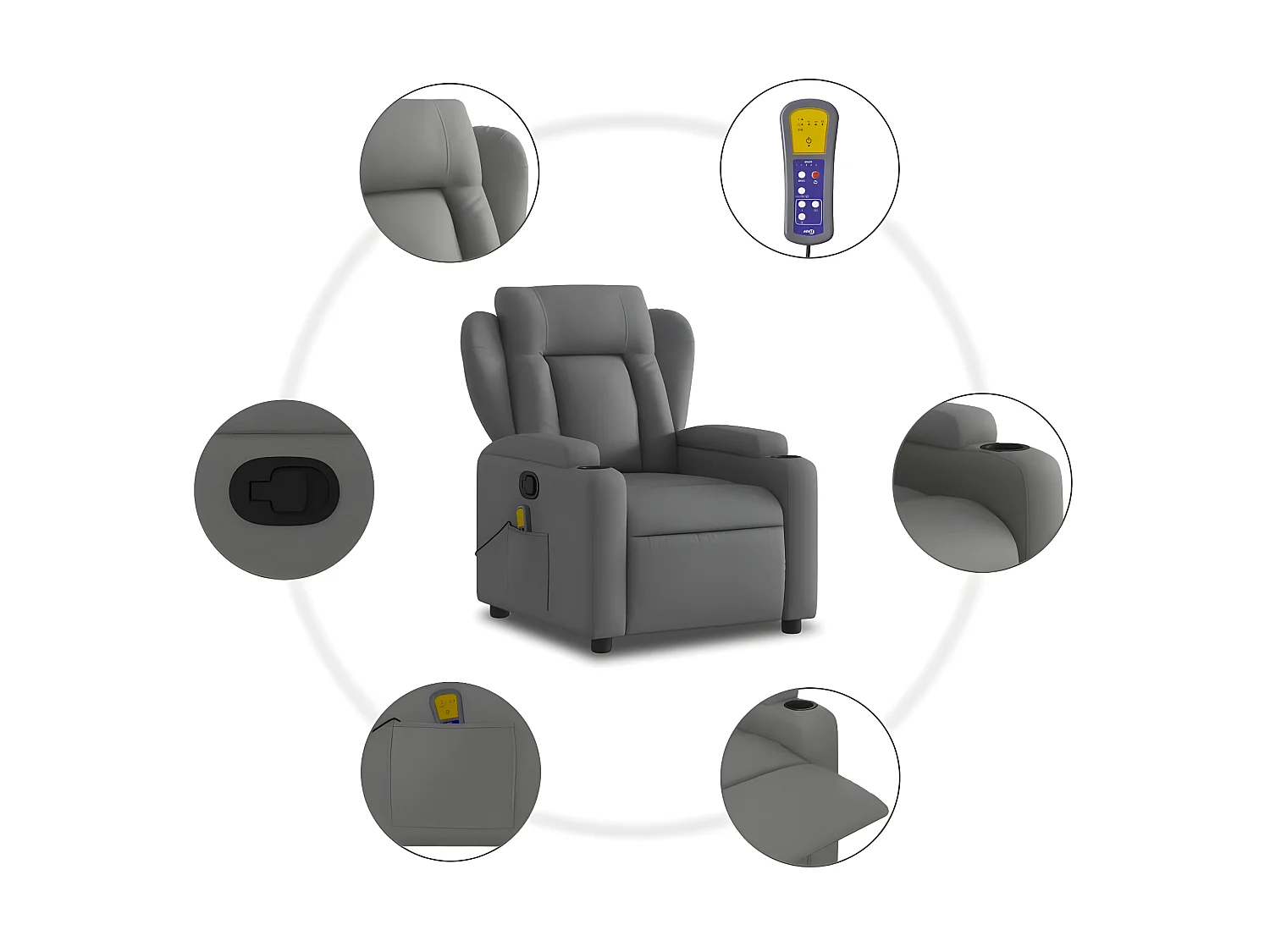 Fauteuil de massage inclinable Gris foncé Tissu