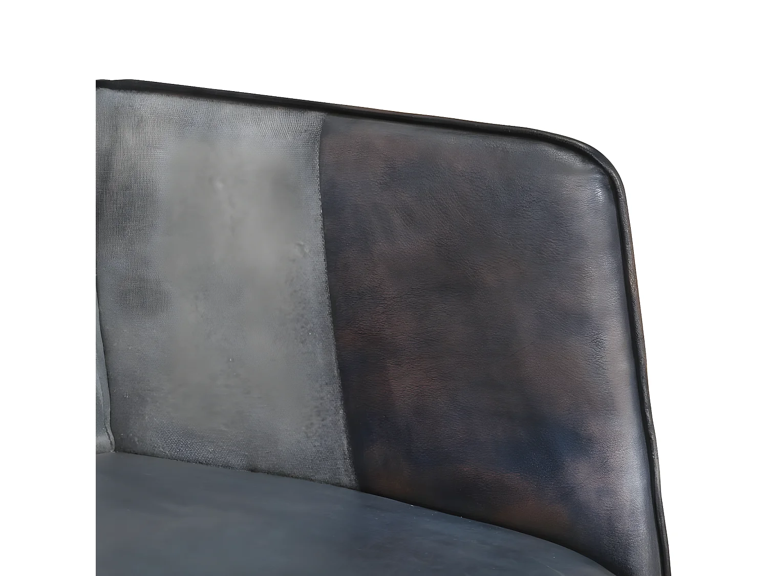 Fauteuil met voetsteun Grijs Echt leer en canvas