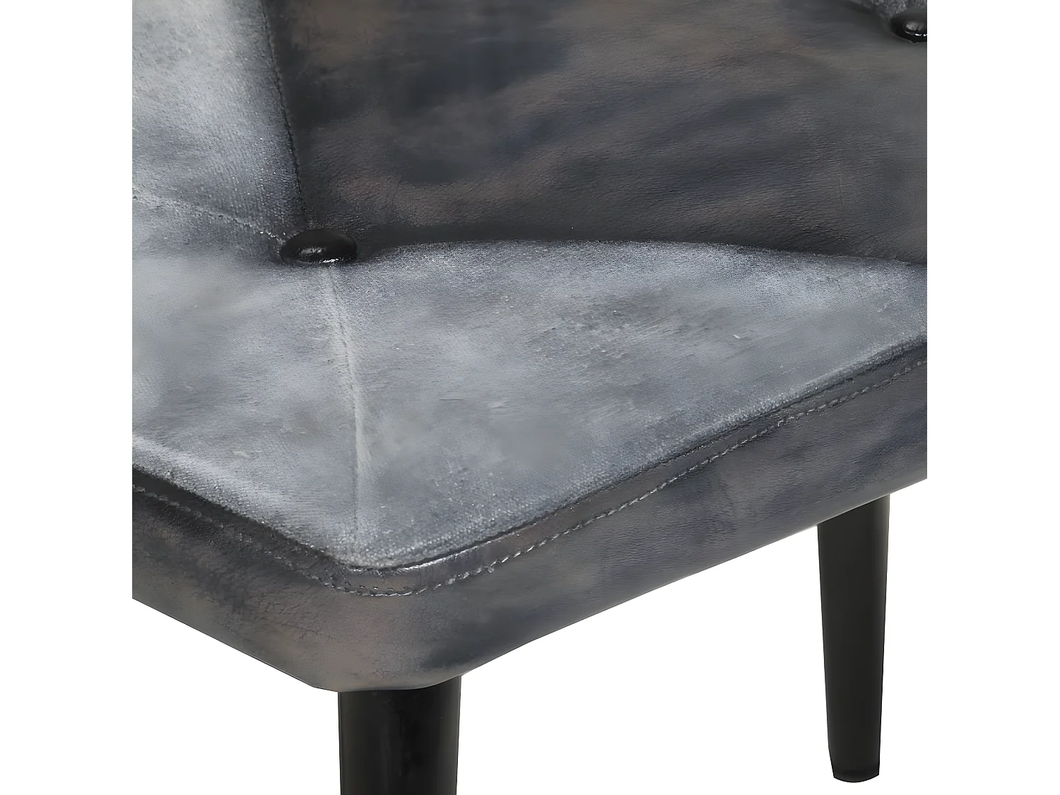 Fauteuil met voetsteun Grijs Echt leer en canvas