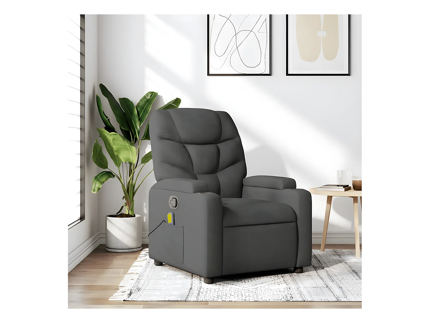 Fauteuil de massage inclinable Gris foncé Tissu