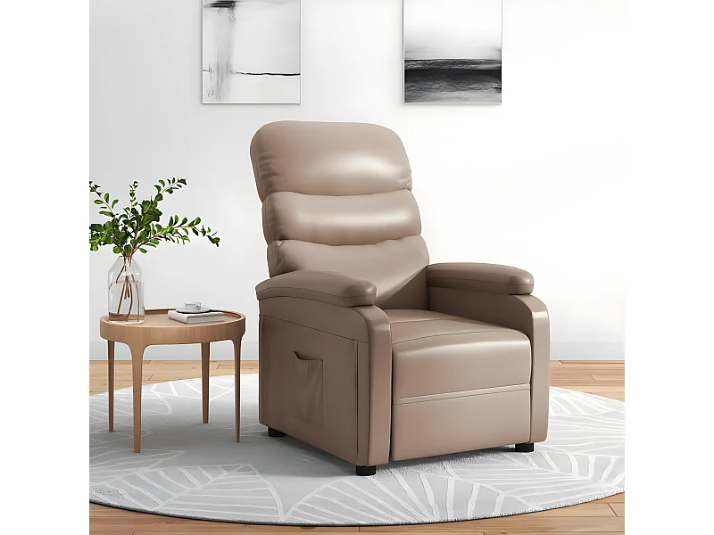 Poltrona reclinabile in ecopelle cappuccino