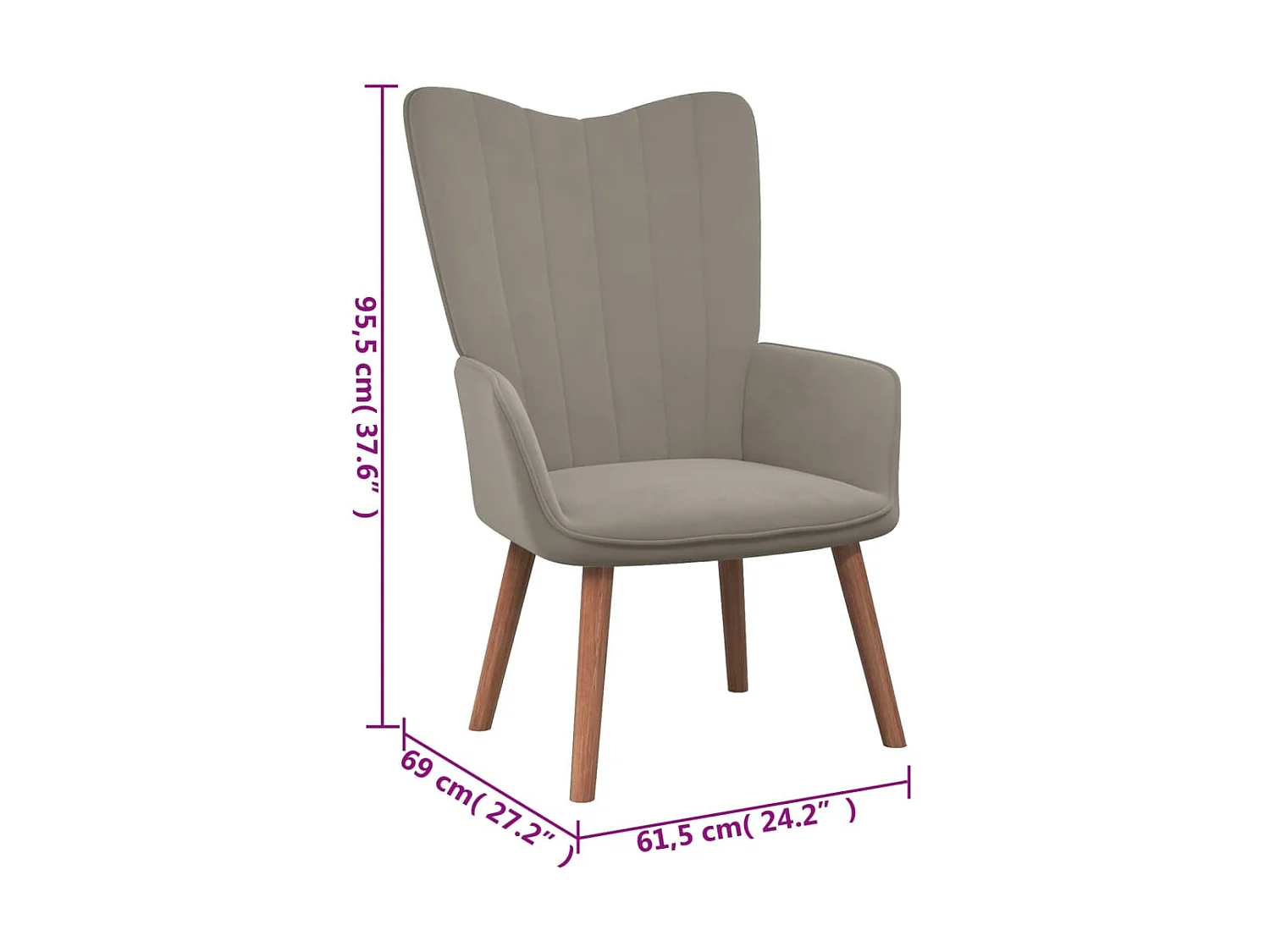 Chaise de relaxation Gris clair Velours