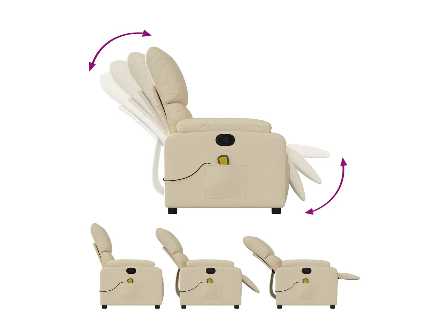 Fauteuil de massage inclinable Crème Tissu