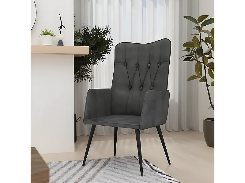 Chaise à oreilles Noir Toile