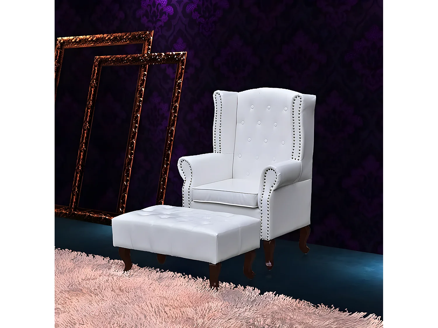 Sessel mit Ottomane Weiß