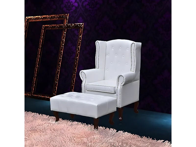 Sessel mit Ottomane Weiß