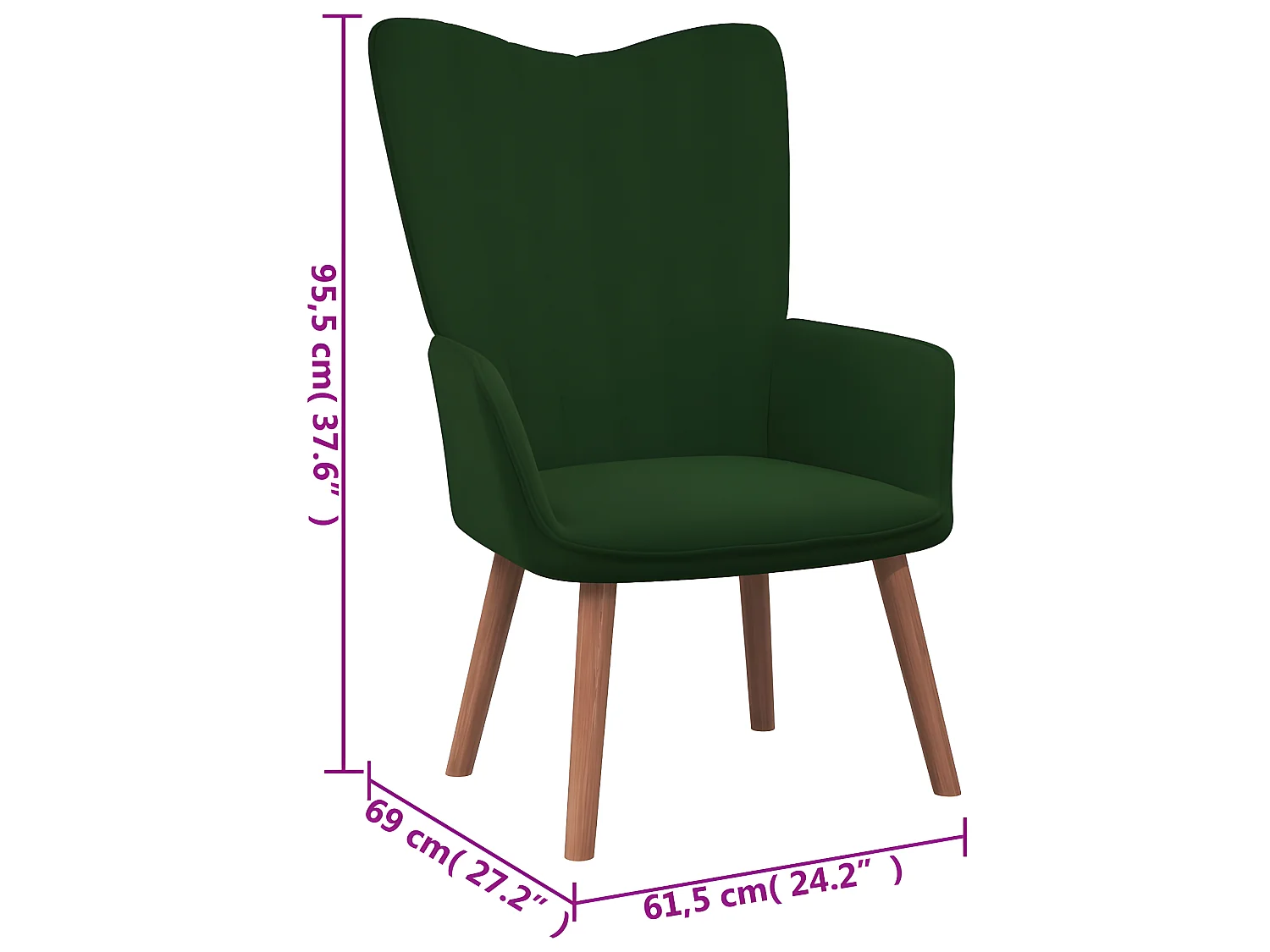 Chaise de relaxation Vert foncé Velours