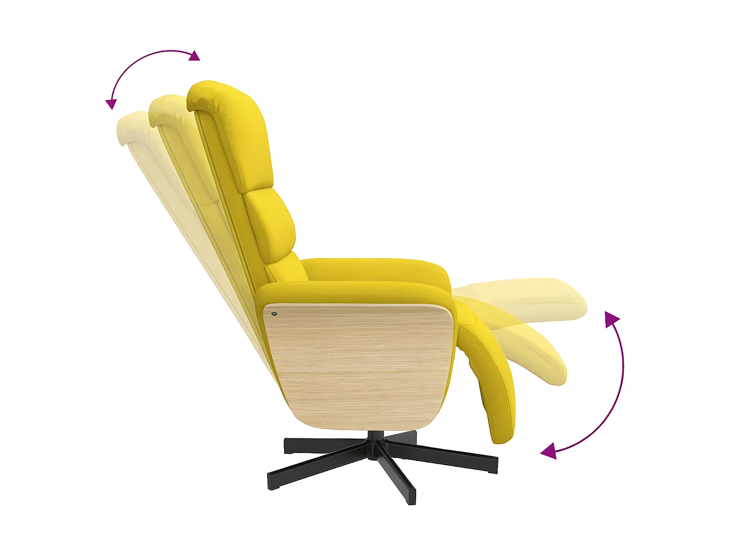 Fauteuil inclinable avec repose-pieds jaune clair tissu