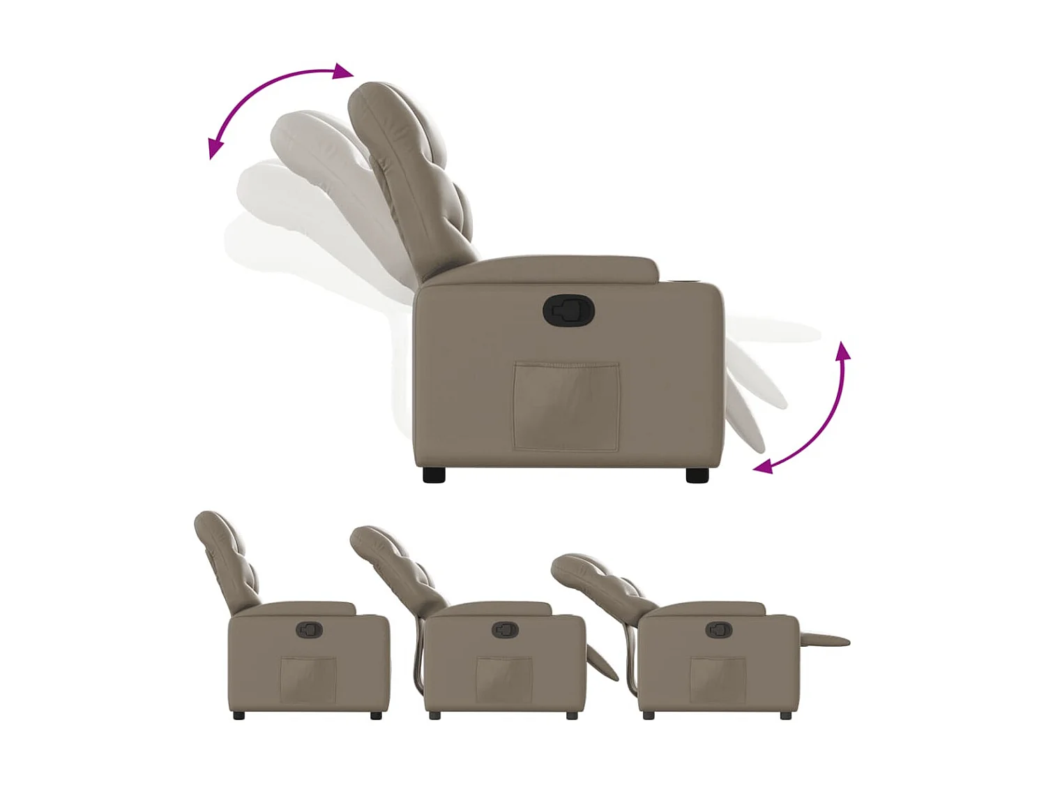 Sillón reclinable de piel sintética Cappuccino