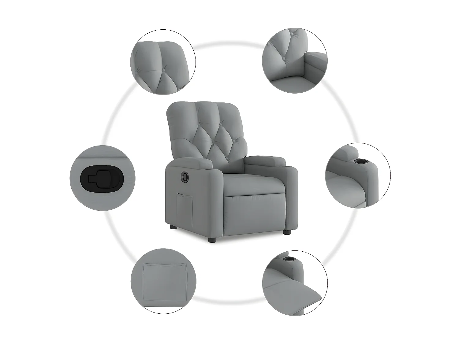 Fauteuil inclinable Gris clair Tissu