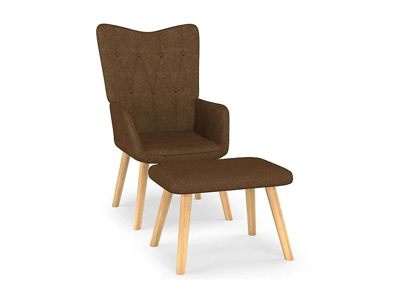 Chaise de relaxation avec tabouret Marron Tissu