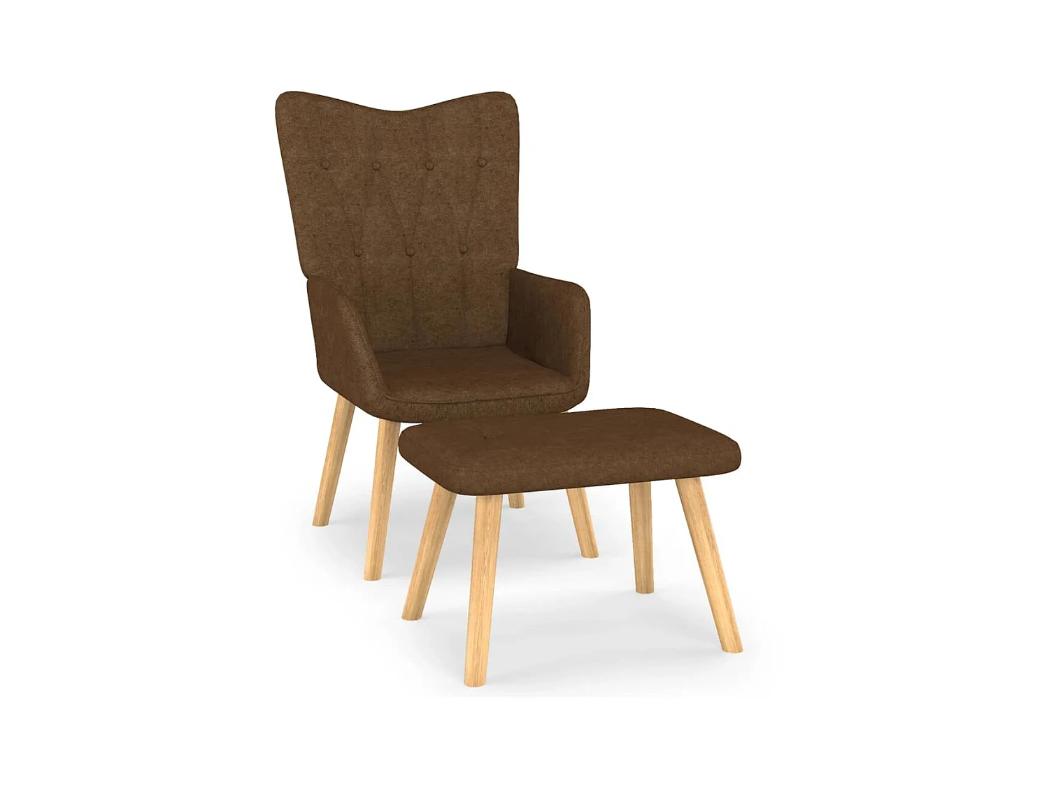Chaise de relaxation avec tabouret Marron Tissu