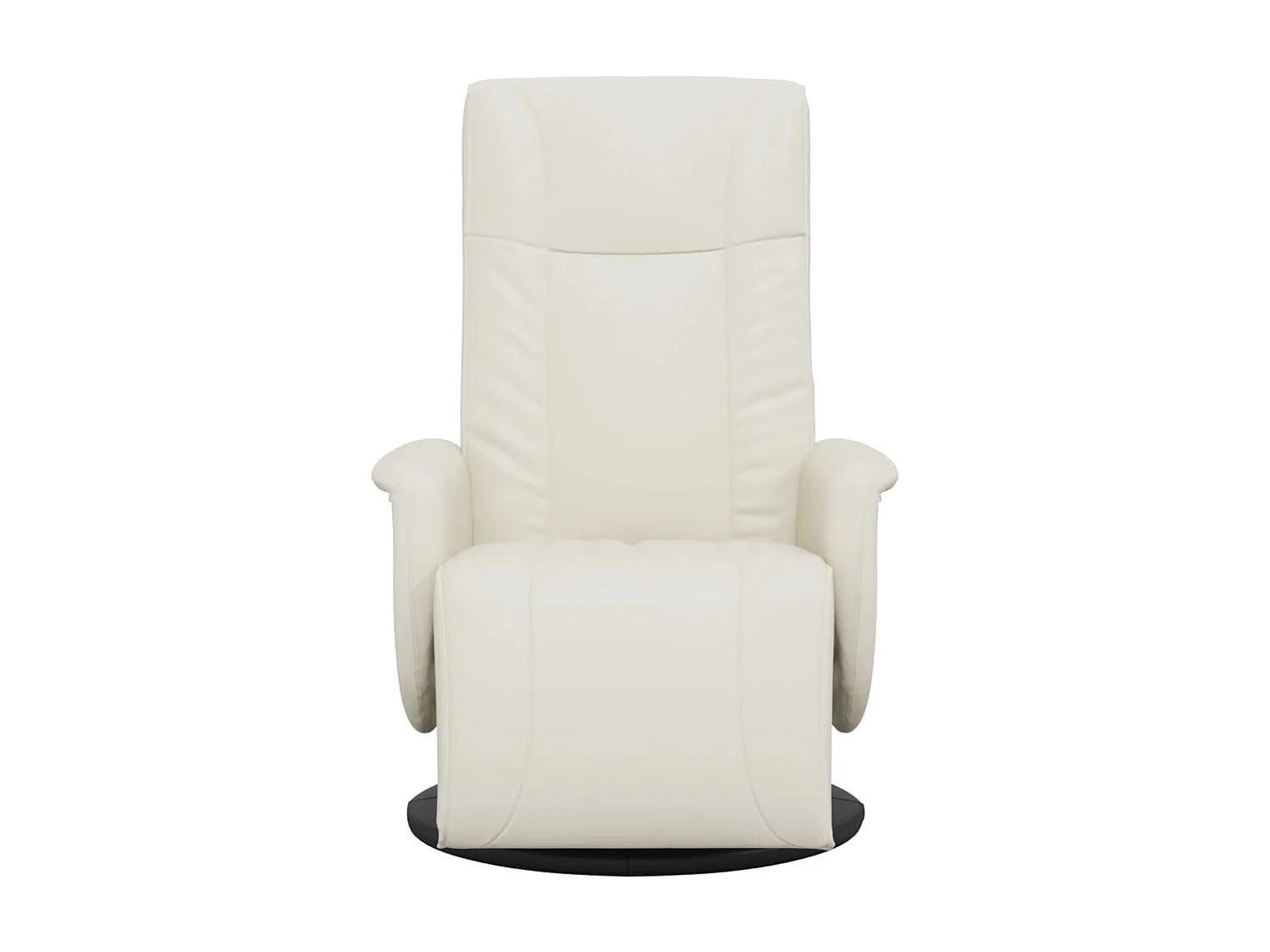 Sillón reclinable de piel sintética color crema con reposapiés