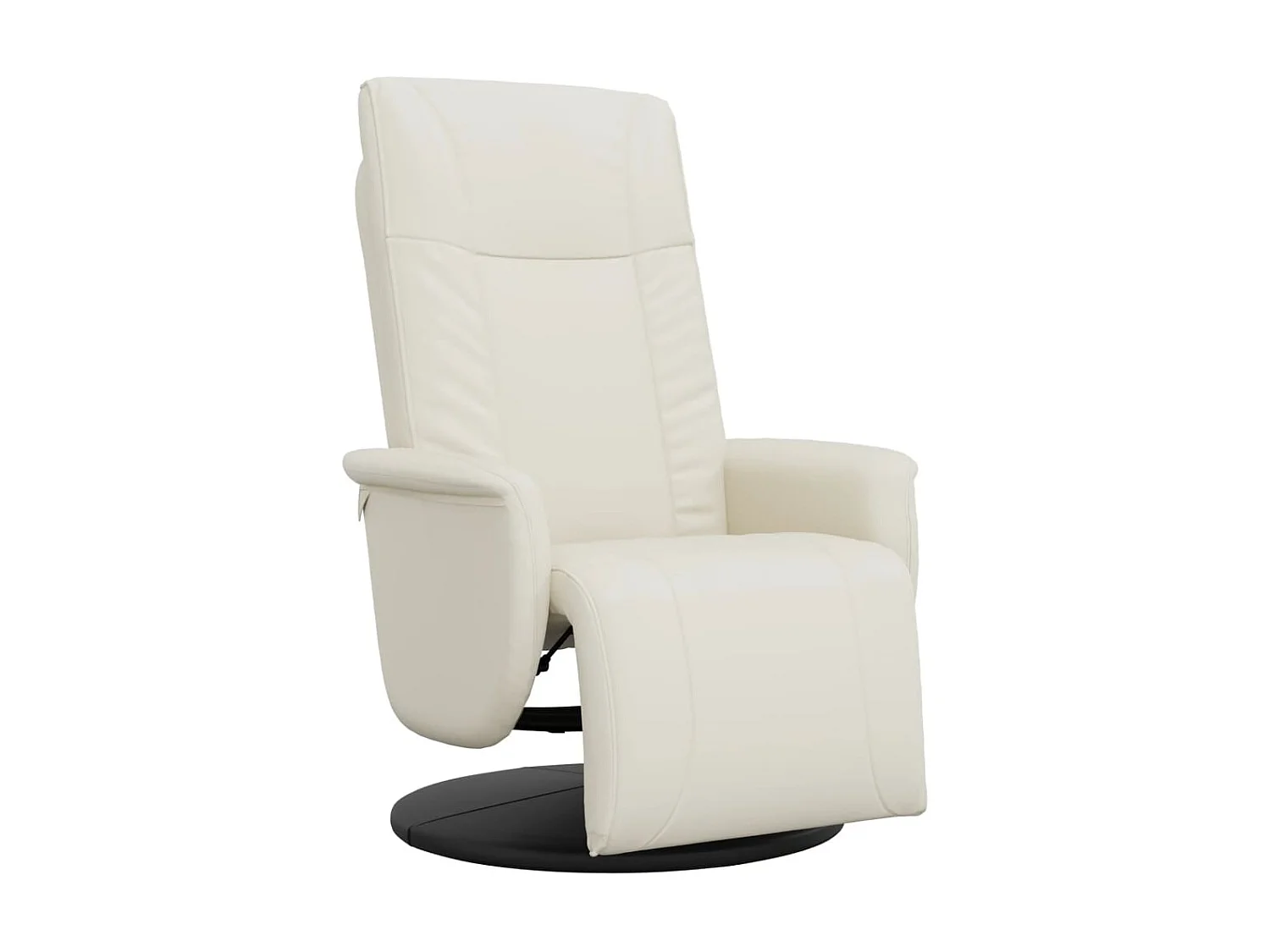 Sillón reclinable de piel sintética color crema con reposapiés