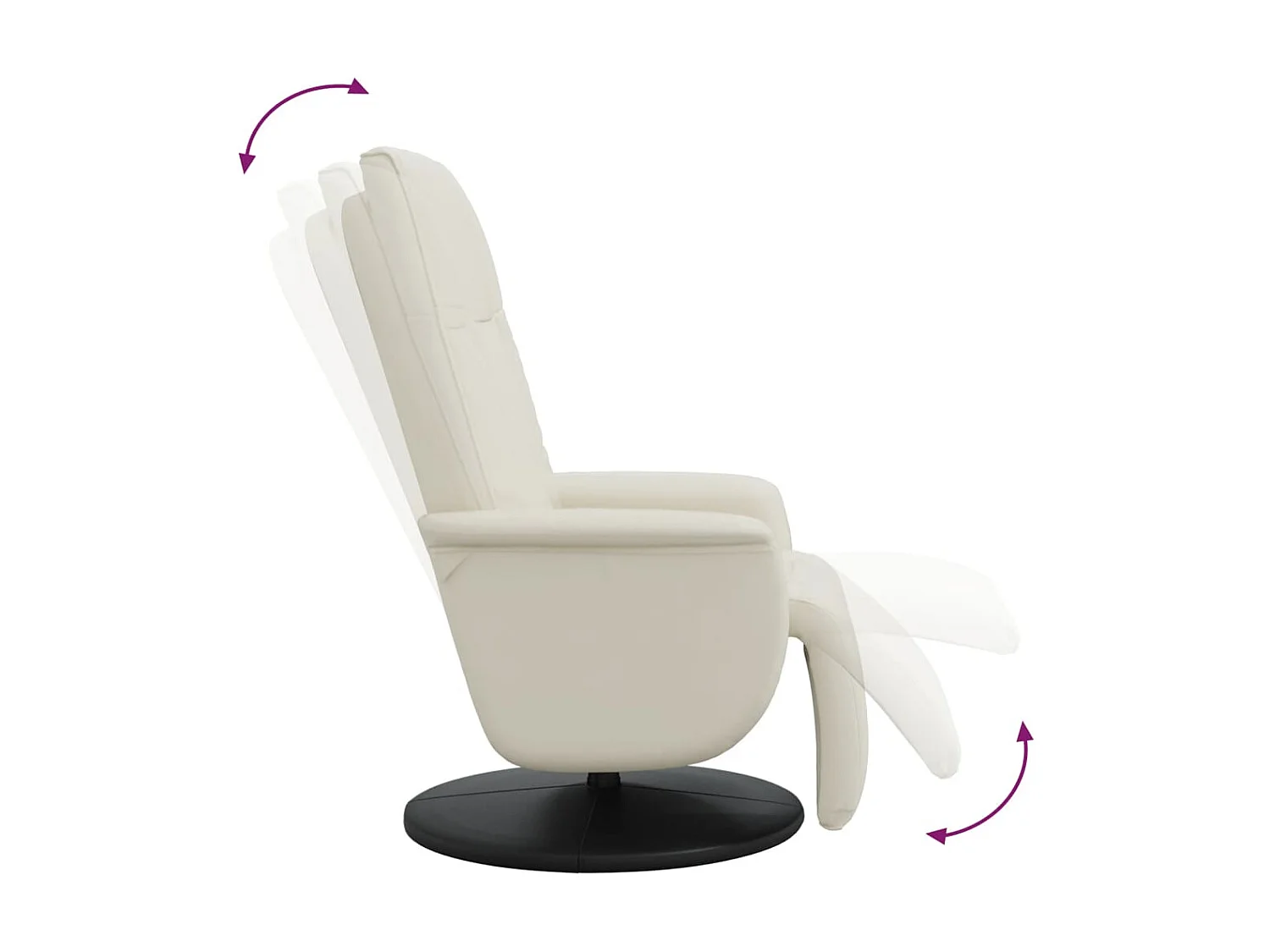 Sillón reclinable de piel sintética color crema con reposapiés