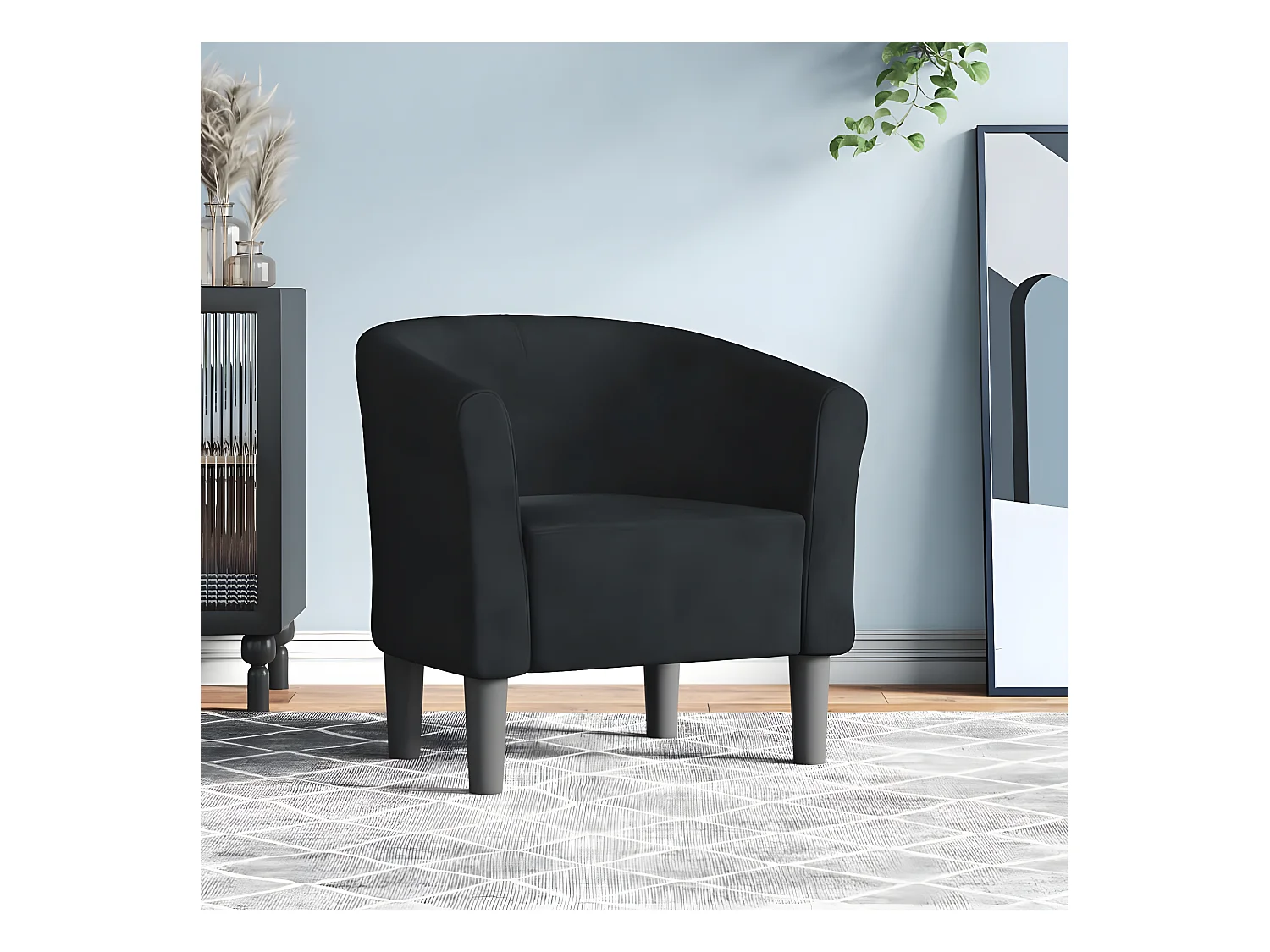 Fauteuil cabriolet noir velours