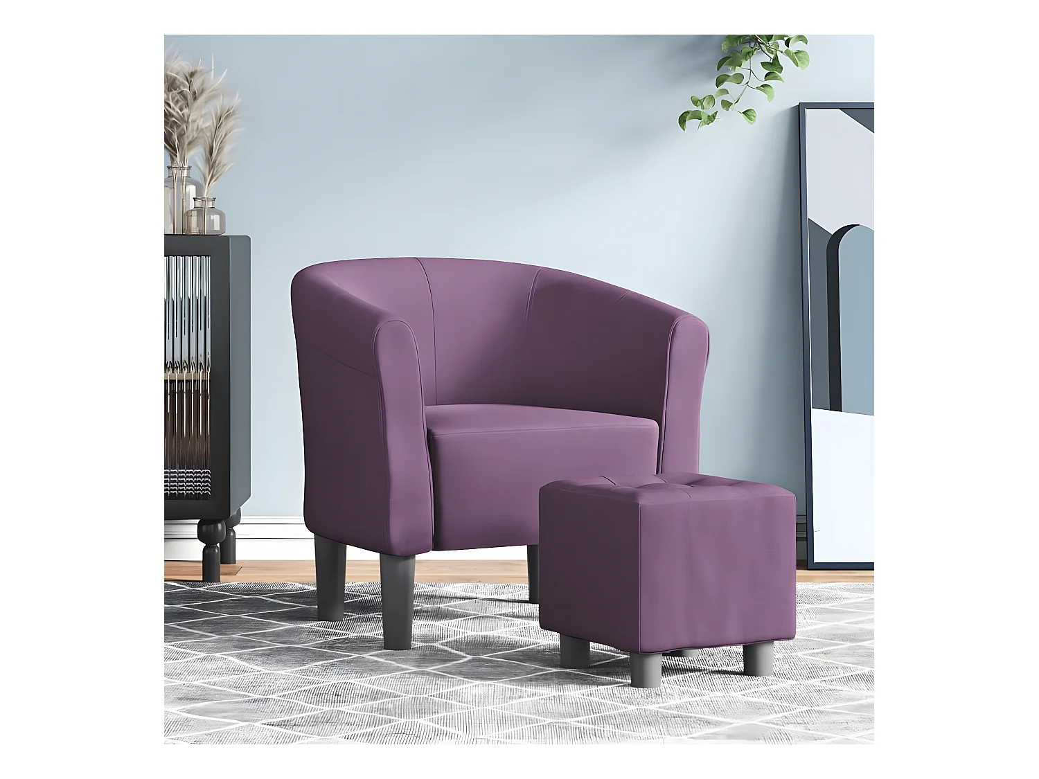 Fauteuil cabriolet avec repose-pied violet tissu