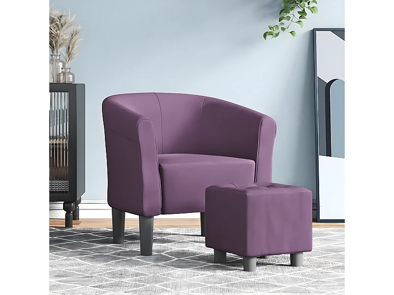 Fauteuil cabriolet avec repose-pied violet tissu