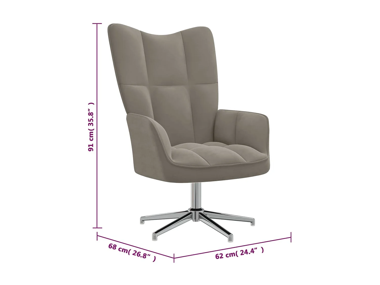 Chaise de relaxation Gris clair Velours