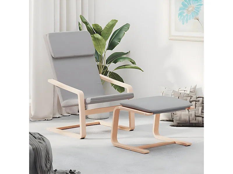 Sillón de relajación con reposapiés Tela gris claro