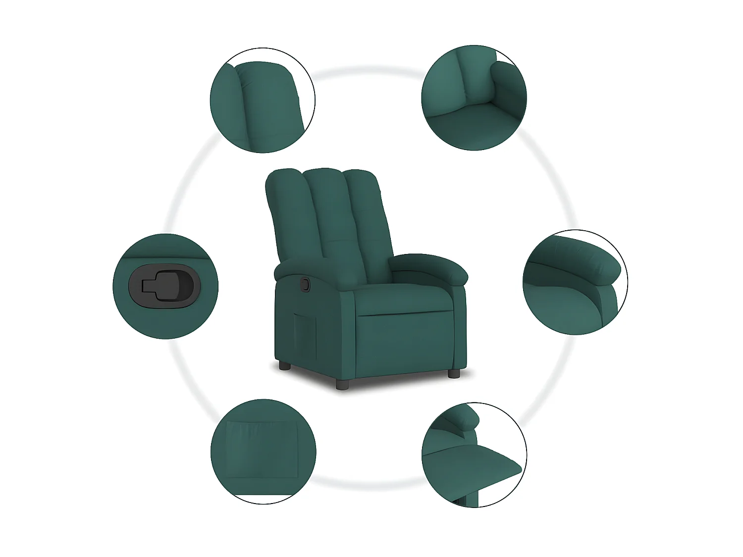 Sillón reclinable de tela verde oscuro