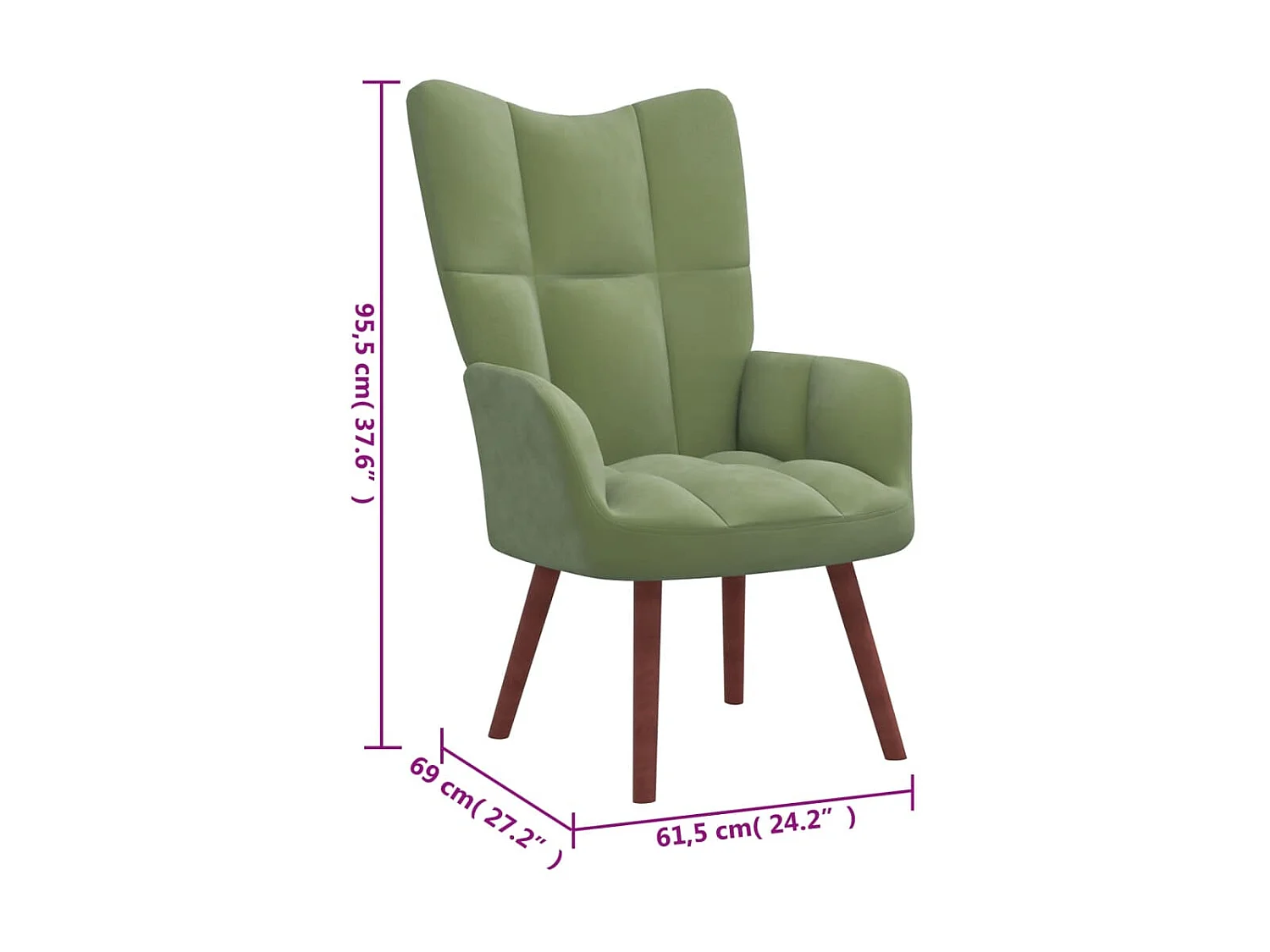 Chaise de relaxation Vert clair Velours