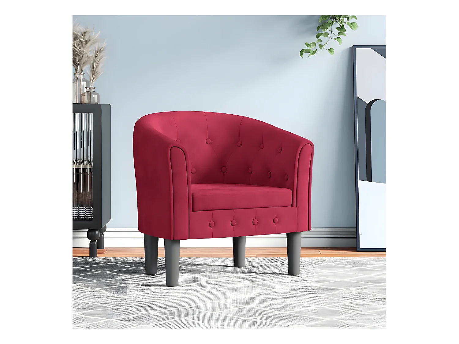 Poltroncina trasformabile in velluto rosso bordeaux