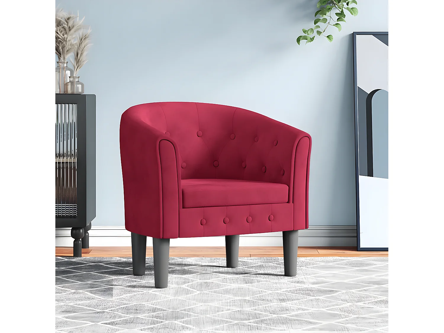 Poltroncina trasformabile in velluto rosso bordeaux