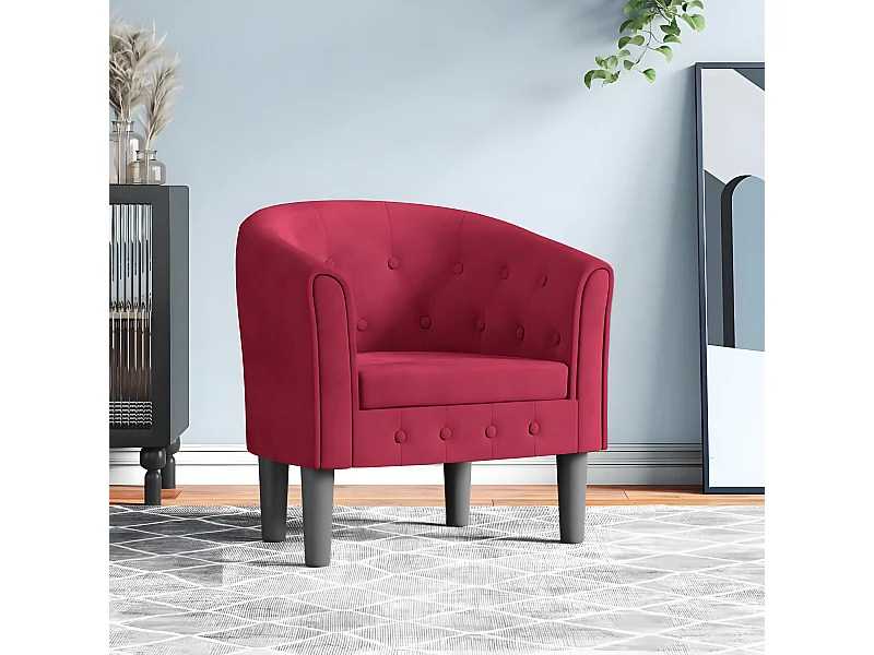Poltroncina trasformabile in velluto rosso bordeaux
