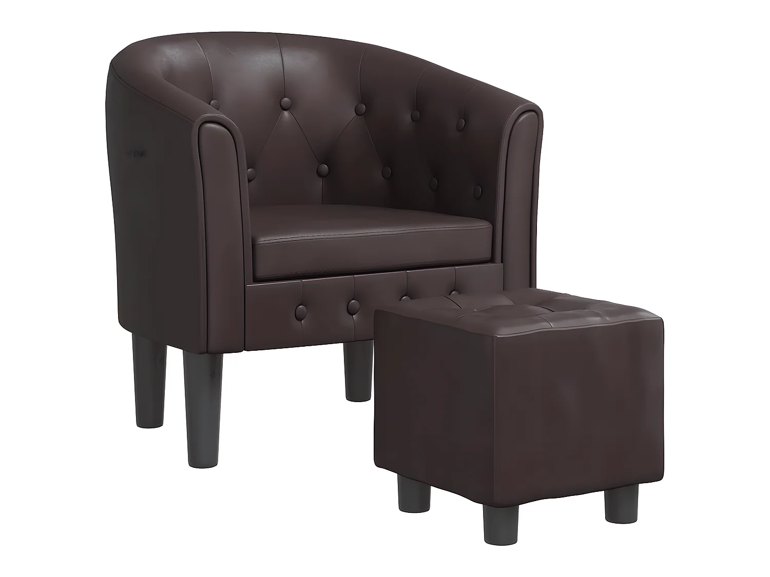 Fauteuil cabriolet avec repose-pied marron similicuir