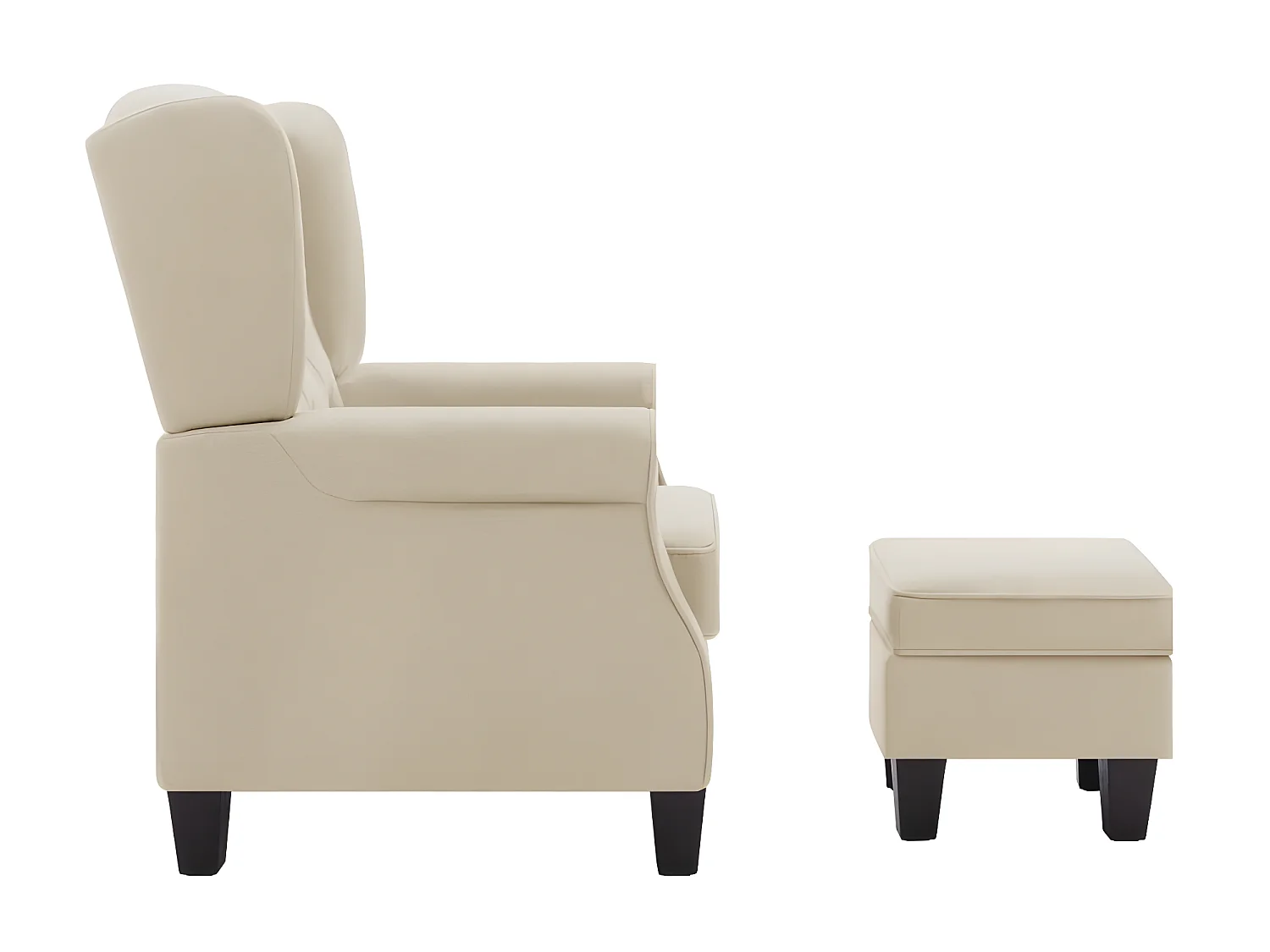 Fauteuil avec repose-pied Crème Tissu