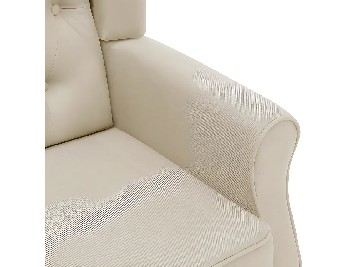 Fauteuil avec repose-pied Crème Tissu