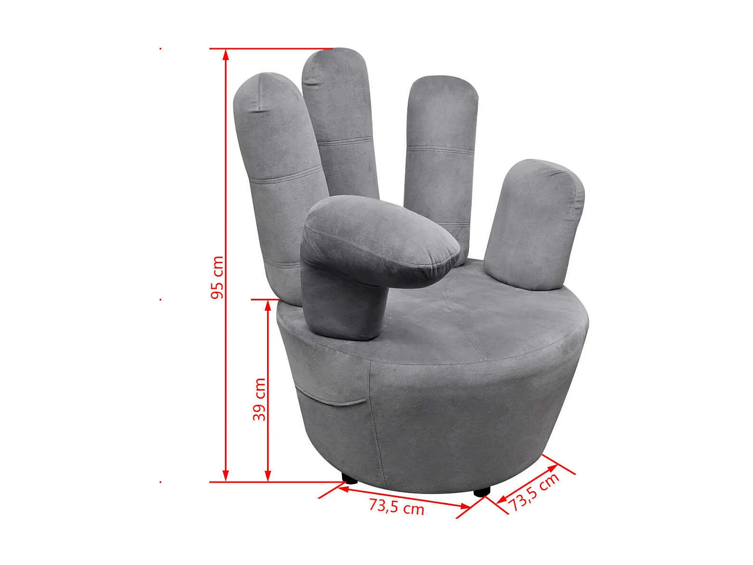 Silla con forma de mano Terciopelo Gris