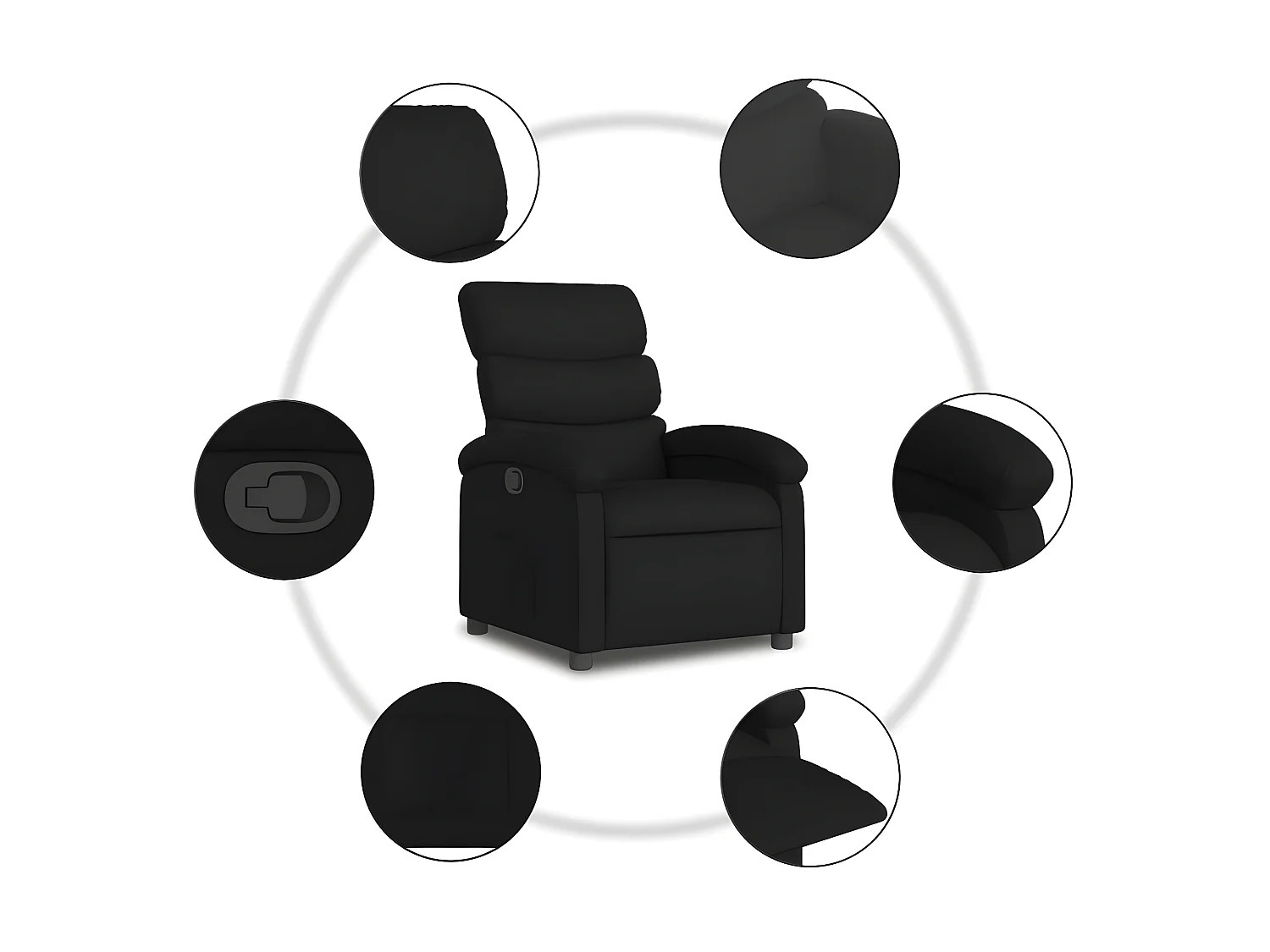 Silla reclinable de tela negra