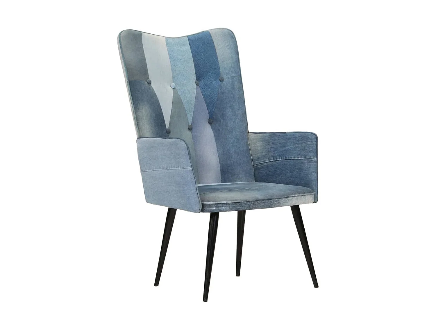 Chaise à oreilles Denim patchwork Toile