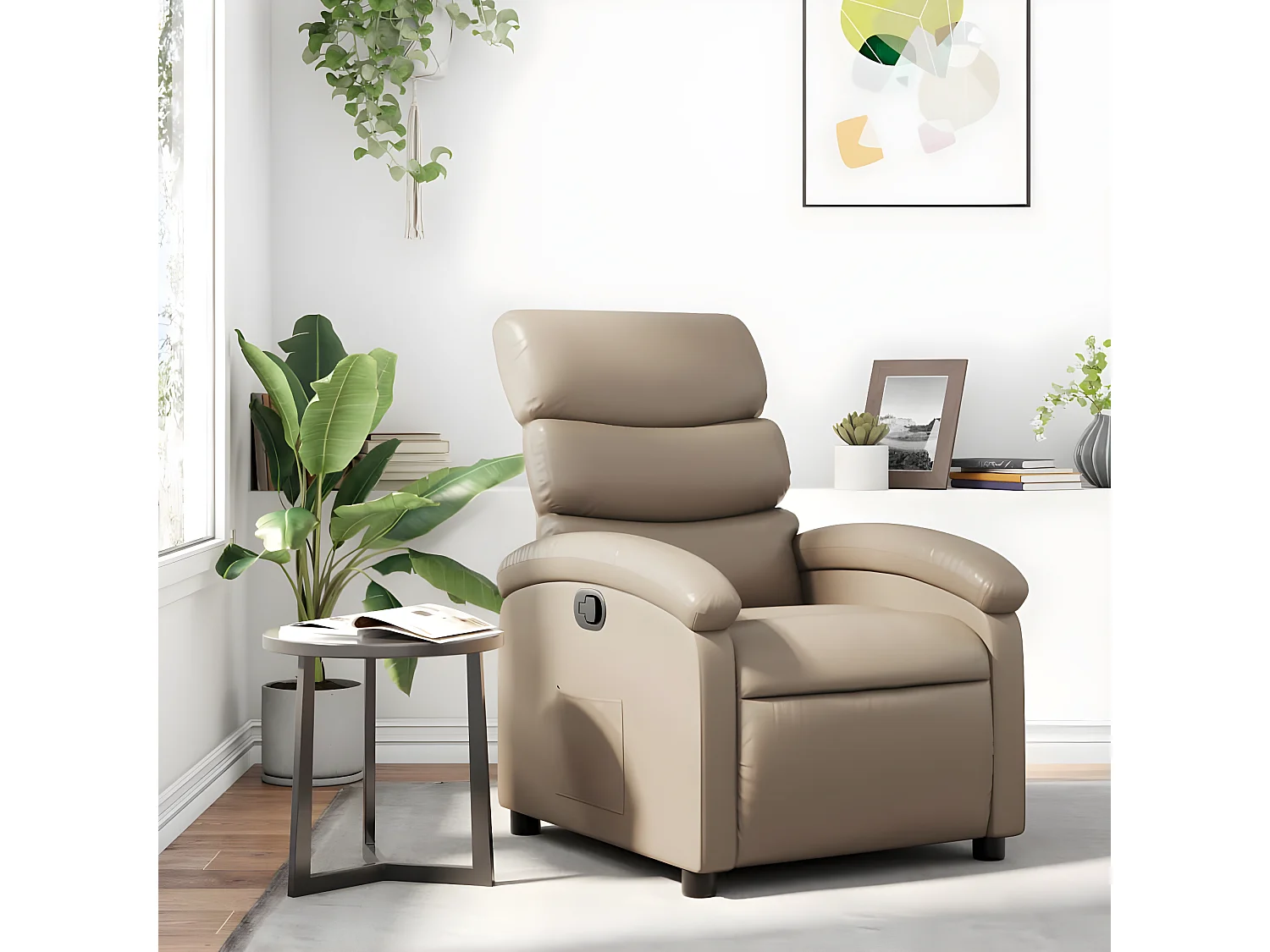 Sillón reclinable de piel sintética Cappuccino