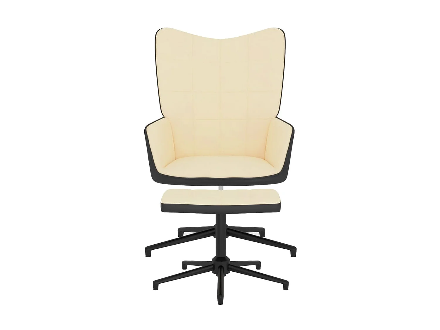 Chaise de relaxation et repose-pied Blanc crème Velours et PVC