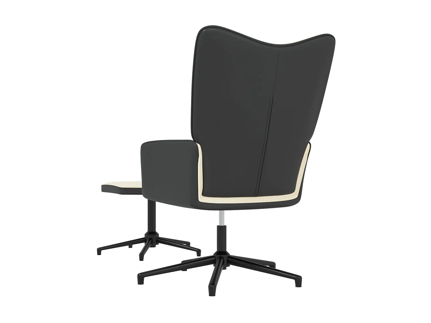 Chaise de relaxation et repose-pied Blanc crème Velours et PVC