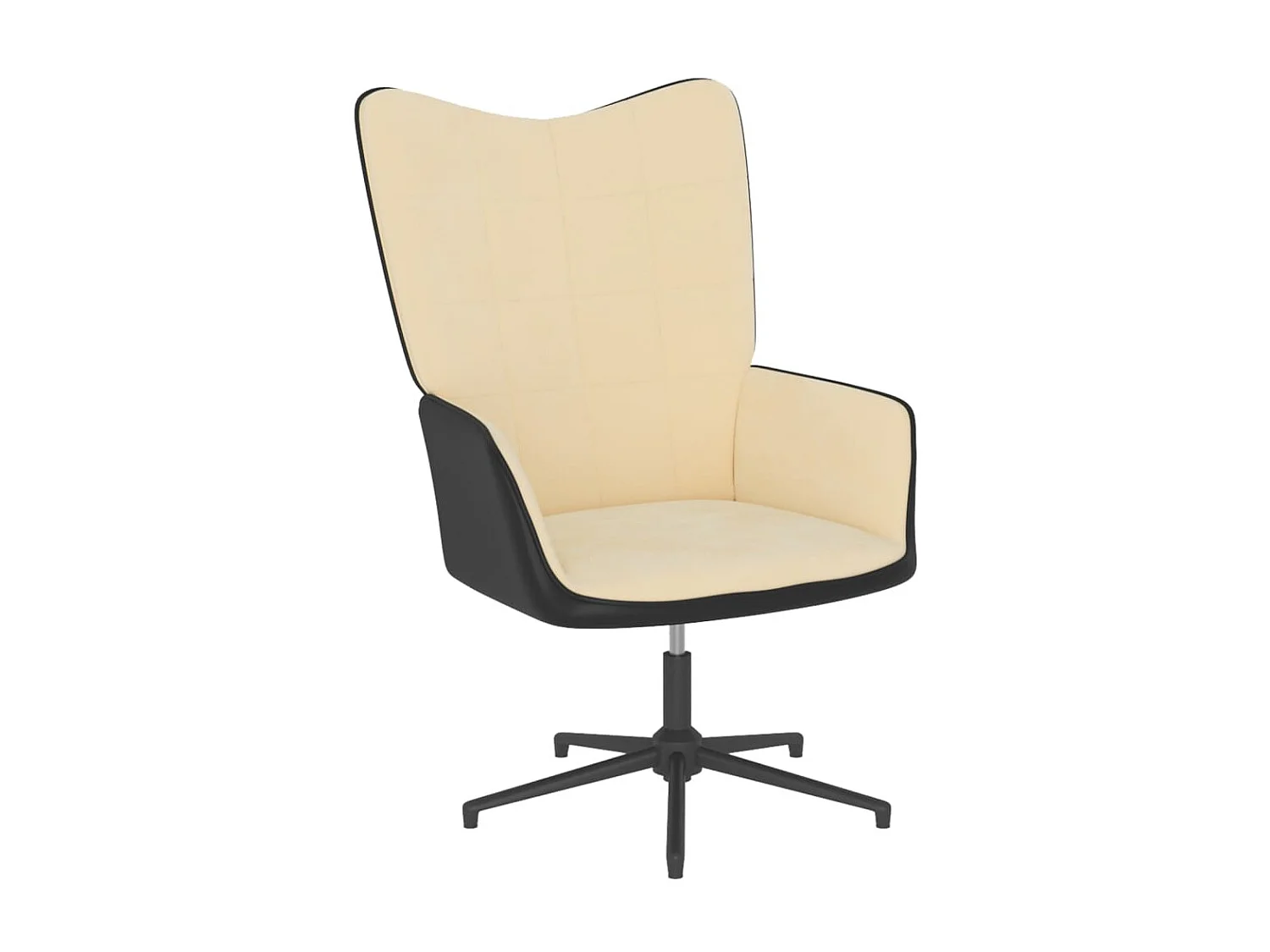 Chaise de relaxation et repose-pied Blanc crème Velours et PVC