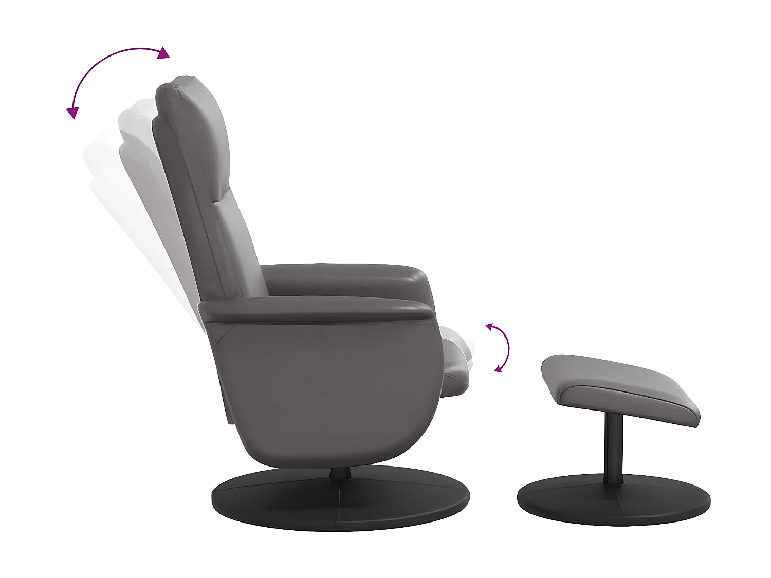 Grauer Kunstledersessel mit Fußstütze