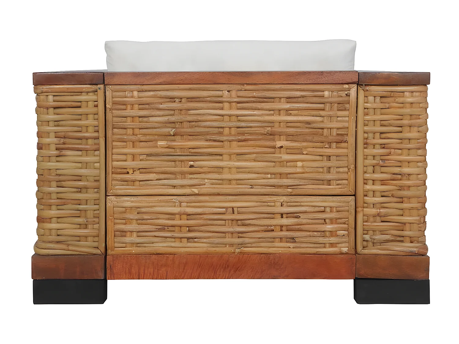 Fauteuil avec coussins Marron Rotin naturel