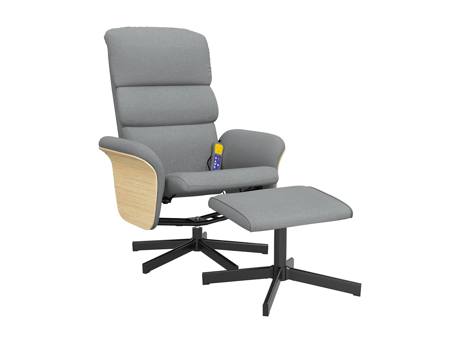 Fauteuil inclinable de massage et repose-pied gris clair tissu