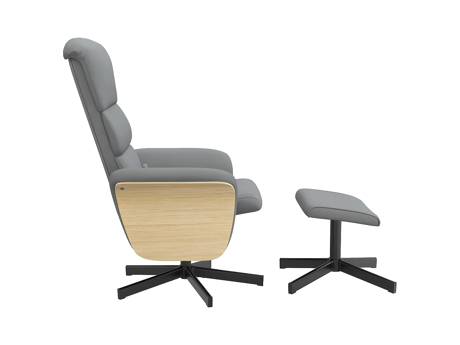 Fauteuil inclinable de massage et repose-pied gris clair tissu